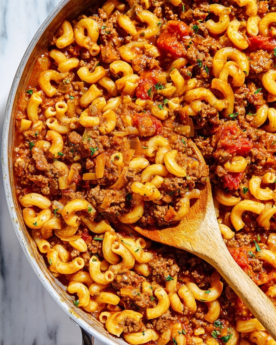 Hearty Ground Beef Goulash with Cheddar and Pasta Recipe - Recipe Image