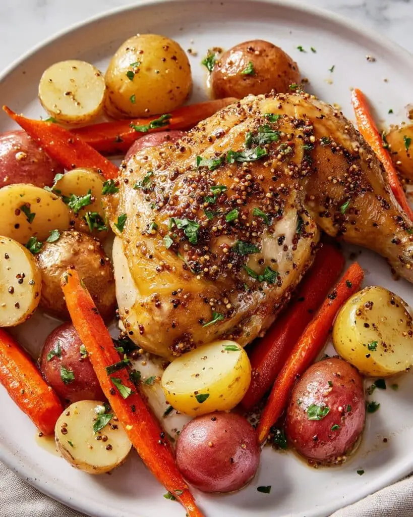 Maple-Mustard Glazed Chicken with Roasted Potatoes and Carrots Recipe