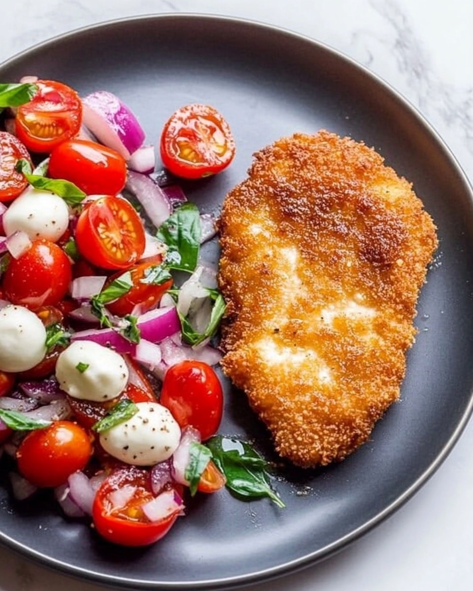 Chicken Milanese with Tomato, Mozzarella, and Basil Salad Recipe - Recipe Image