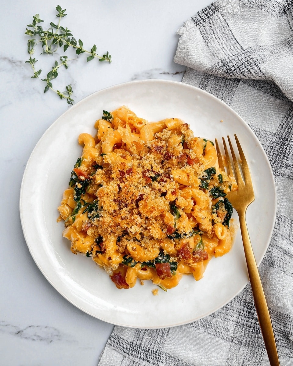 Spinach Bacon Pumpkin Mac and Cheese Recipe - Recipe Image