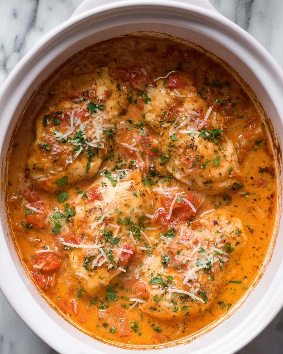 Slow Cooker Creamy Tomato Basil Chicken Recipe - Recipe Image