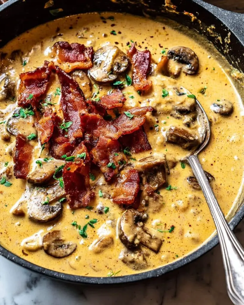 Smothered Chicken in Mushroom Wine Pan Sauce Recipe