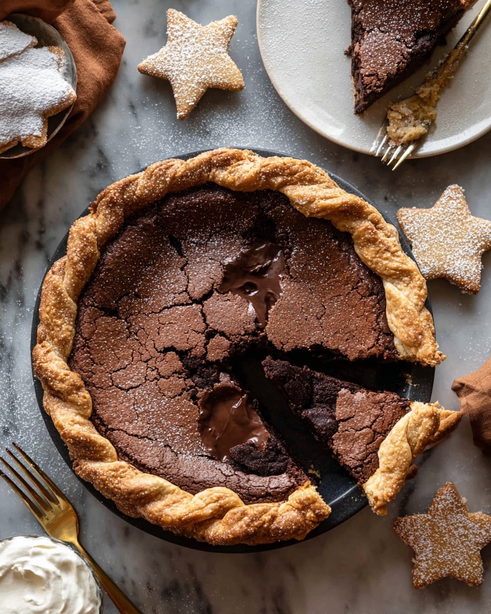 Molten Chocolate Crackle Pie with Hazelnut Whipped Cream Recipe - Recipe Image
