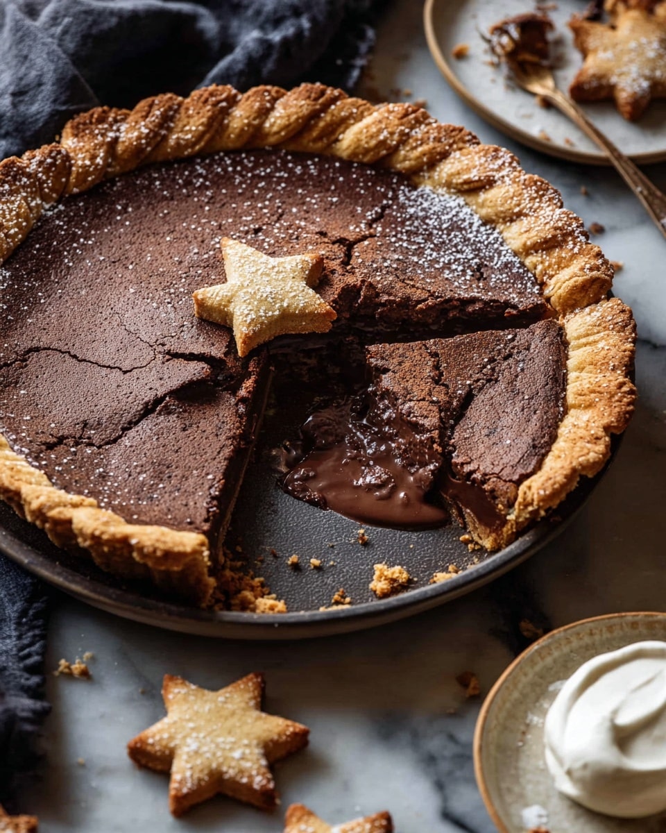 Molten Chocolate Crackle Pie with Hazelnut Whipped Cream Recipe - Recipe Image