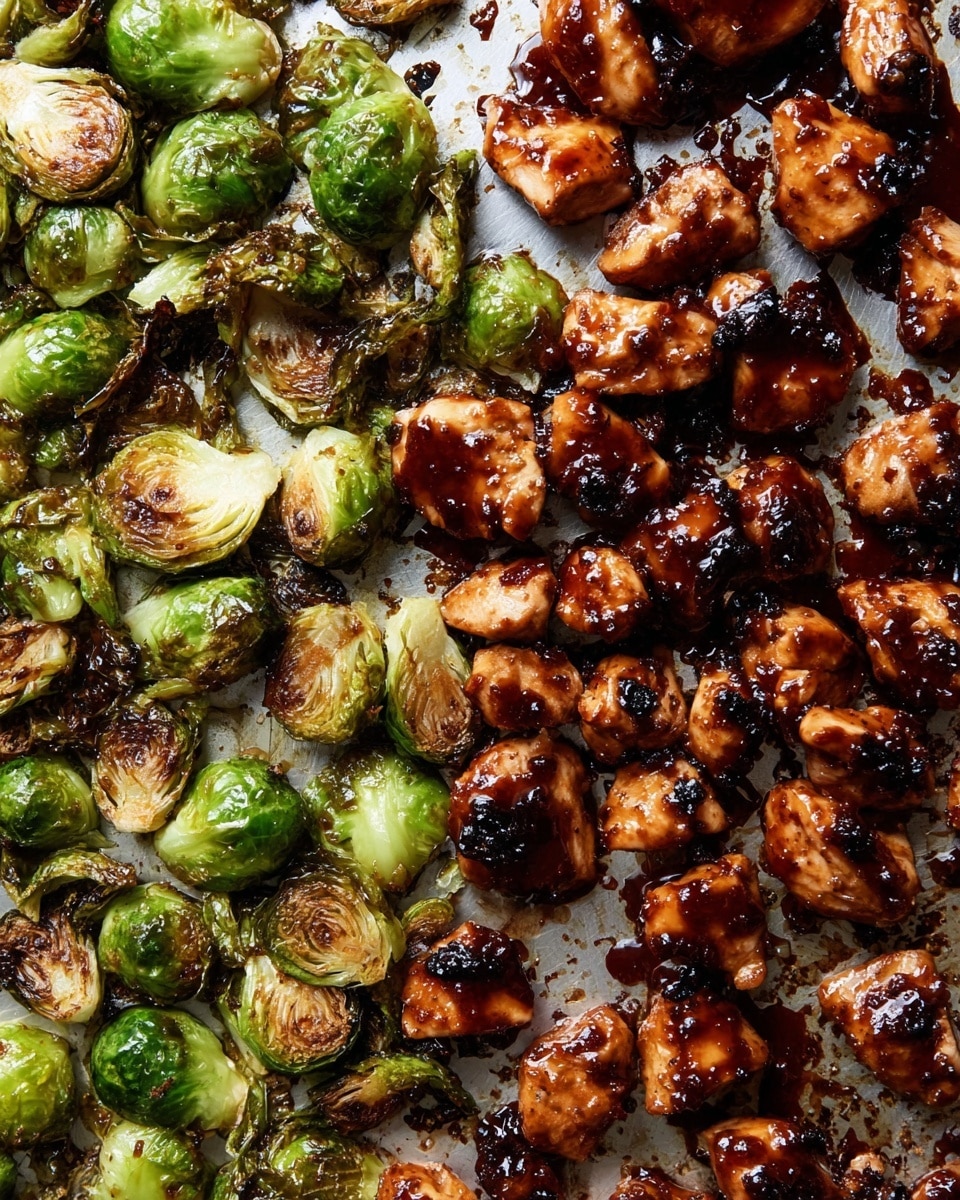 Sheet Pan Sticky Ginger Sesame Chicken and Crispy Brussels Sprouts Recipe - Recipe Image