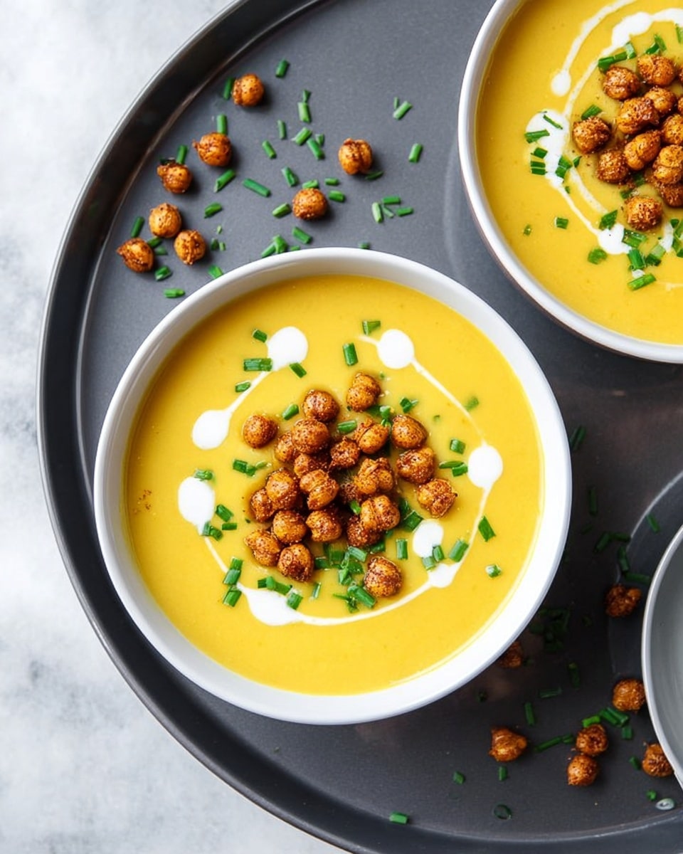 Smoked Gruyère Butternut Squash Soup with Spicy Chickpeas Recipe - Recipe Image
