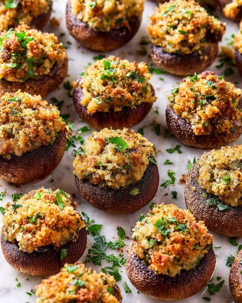 Baked Stuffed Mushrooms with Parmesan, Cream Cheese, and Herbs Recipe