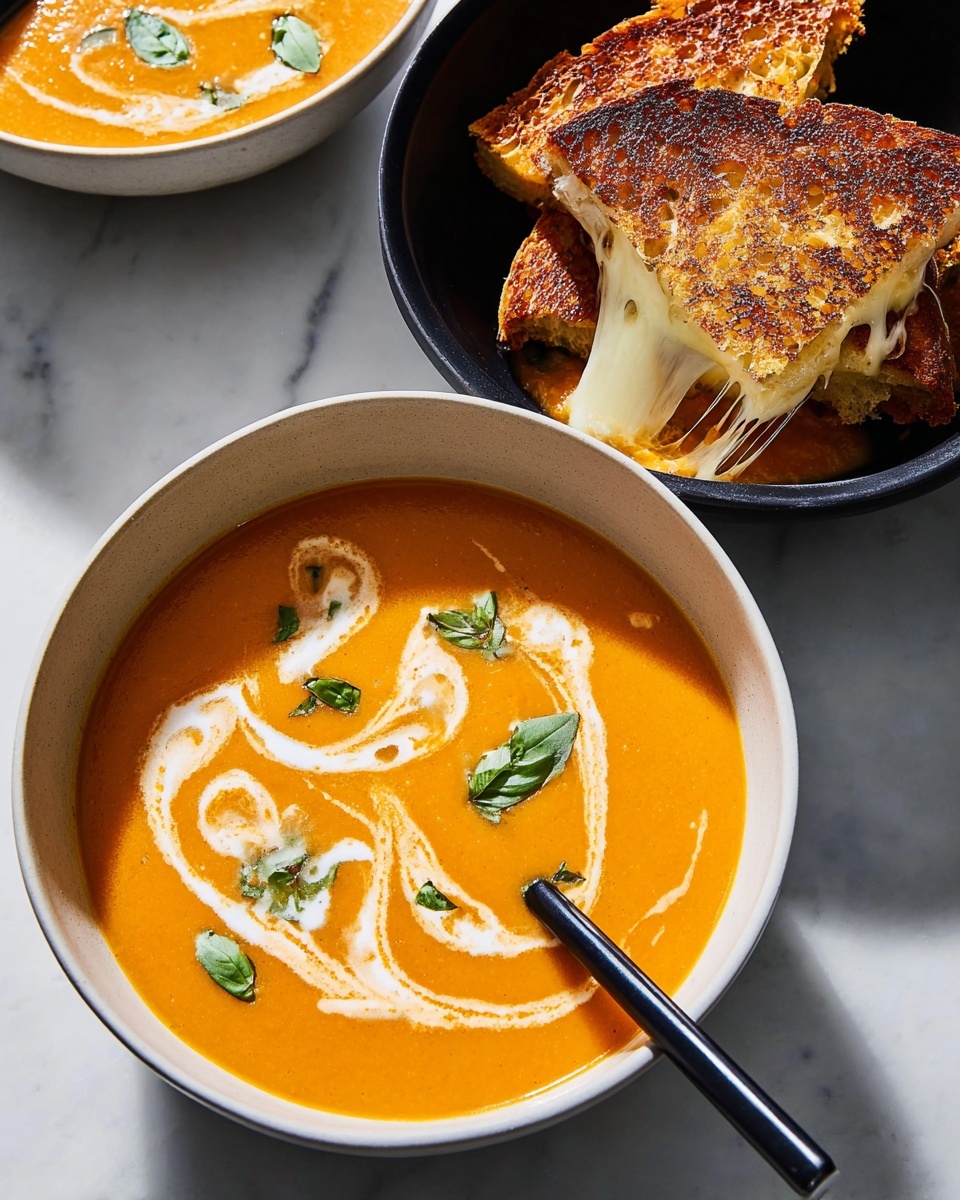 Pumpkin Tomato Soup with Grilled Swiss Cheese Sticks Recipe - Recipe Image