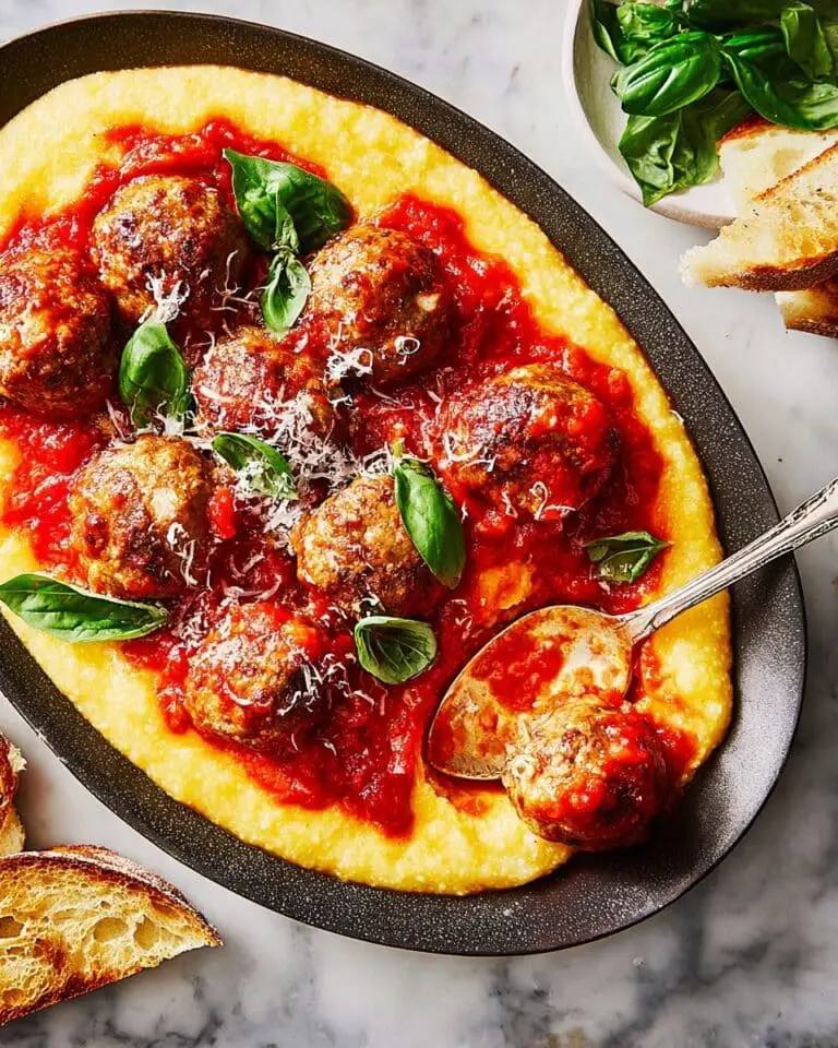 Creamy Polenta with Meatballs in Marinara Sauce Recipe