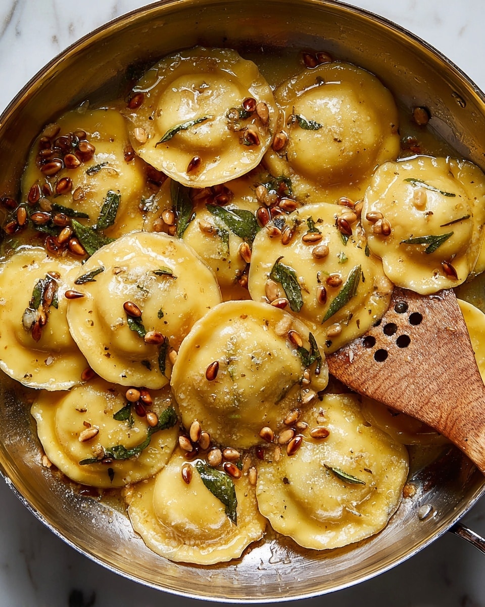 Pumpkin Ravioli with Brown Butter, Toasted Pumpkin Seeds, and Fresh Thyme Recipe - Recipe Image