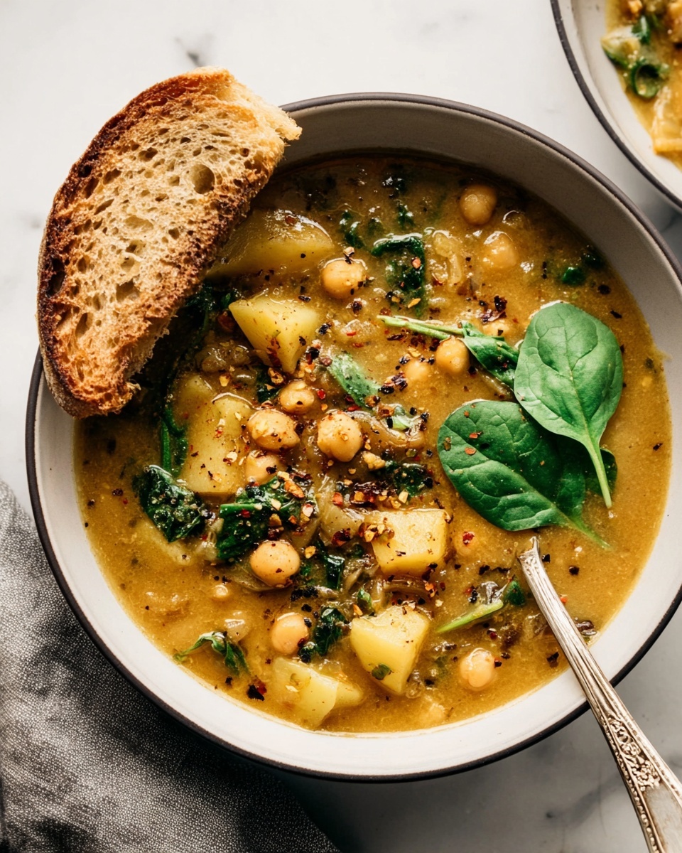 Lemony Chickpea Soup with Spinach & Potatoes Recipe - Recipe Image