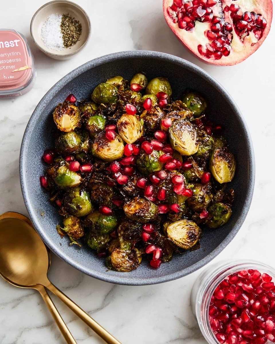 Roasted Brussels Sprouts Salad with Pomegranate Arils Recipe - Recipe Image