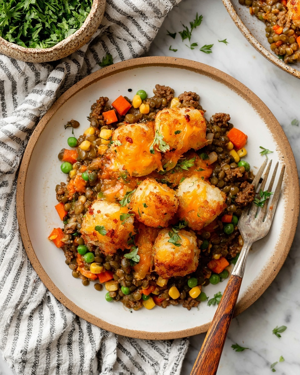 Healthy Tater Tot Casserole with Beef and Lentils Recipe - Recipe Image