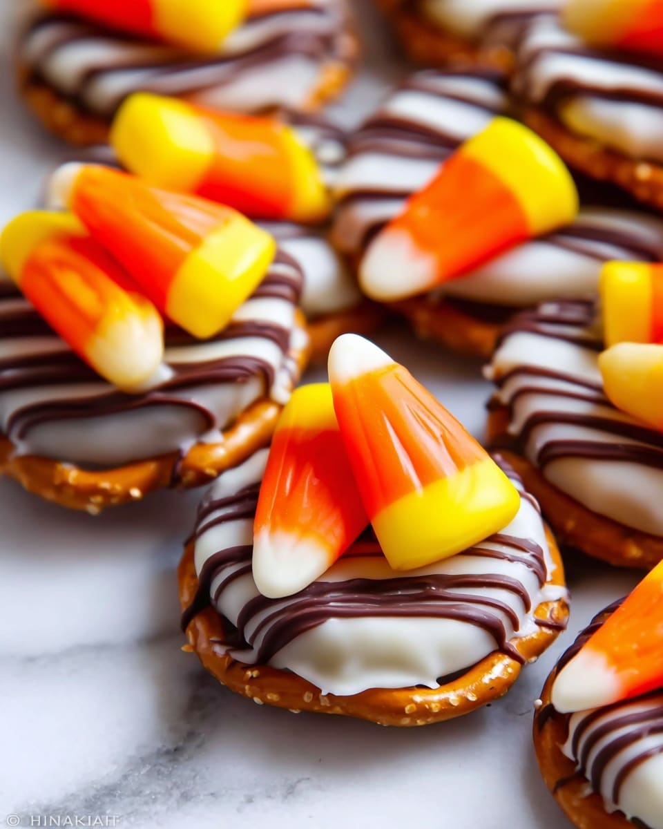Candy Corn Pretzel Hugs Recipe - Recipe Image