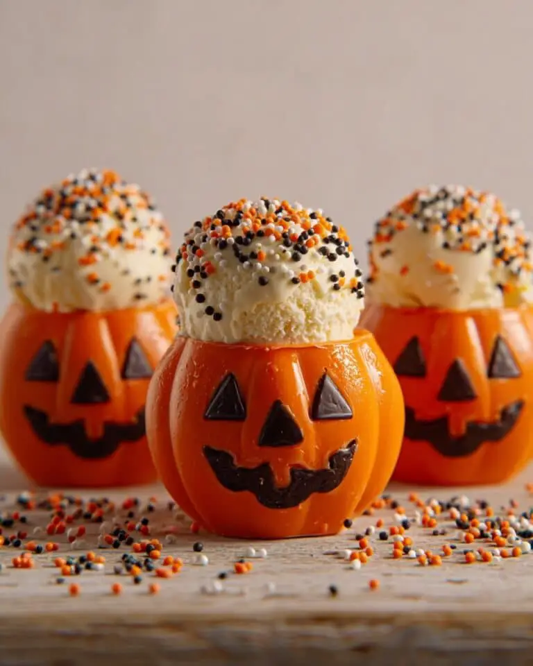 Jack O’ Lantern White Chocolate Bowls with Vanilla Ice Cream Recipe