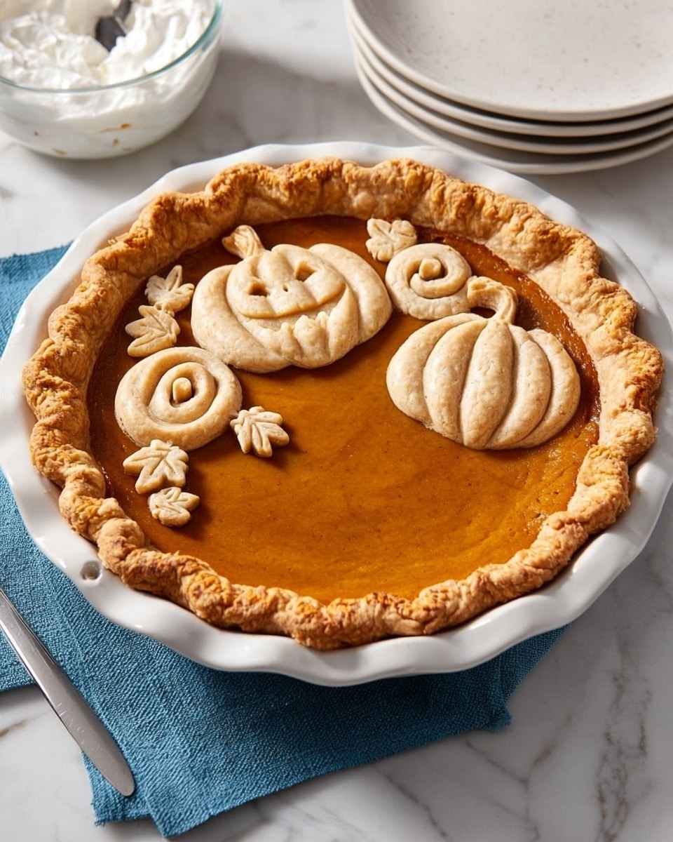 Creamy Pumpkin Pie with Homemade Spiced Crust and Decorative Edible Accents Recipe - Recipe Image