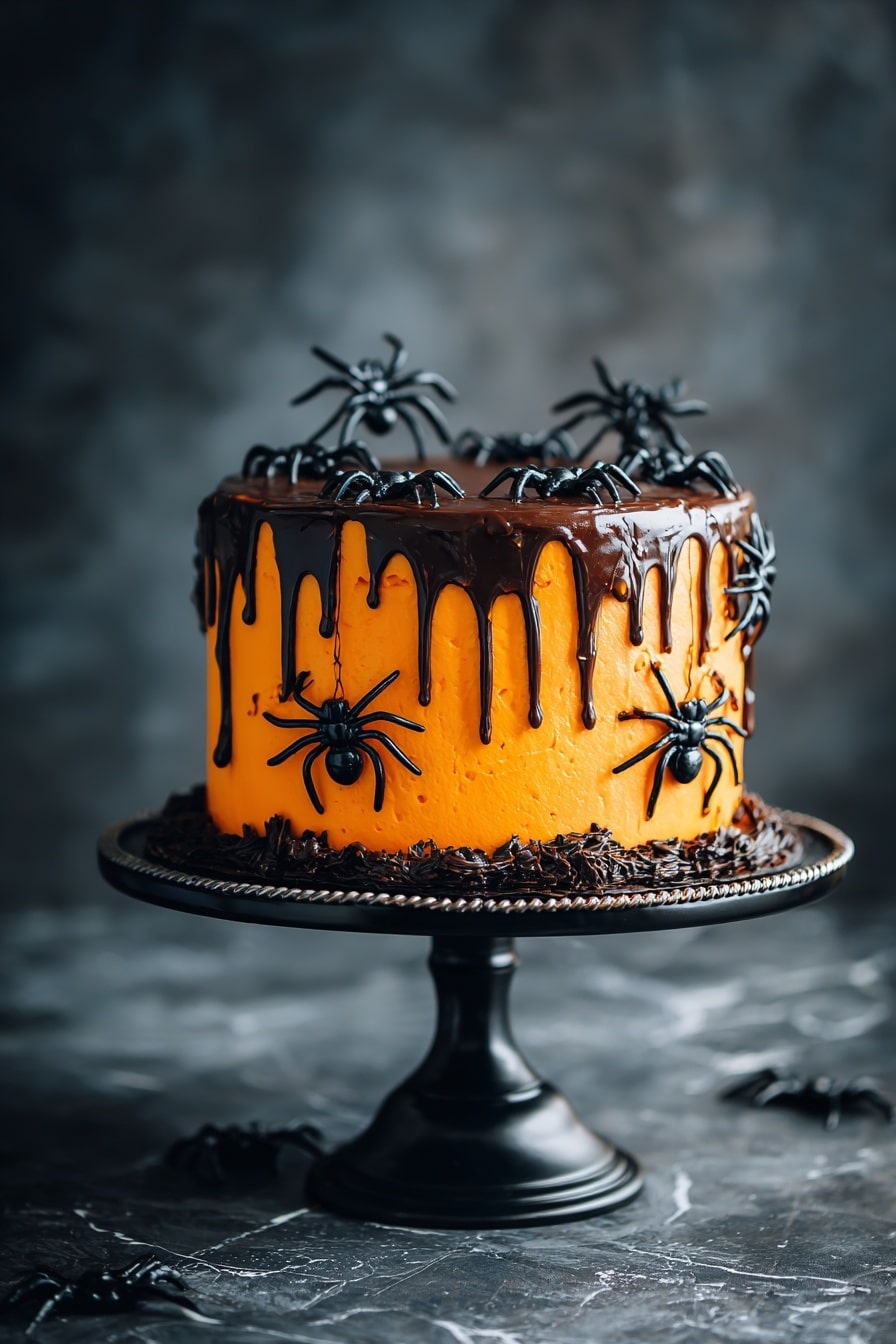 Halloween Birthday Cake with Chocolate Fudge Layers and Orange Buttercream Frosting Recipe - Recipe Step