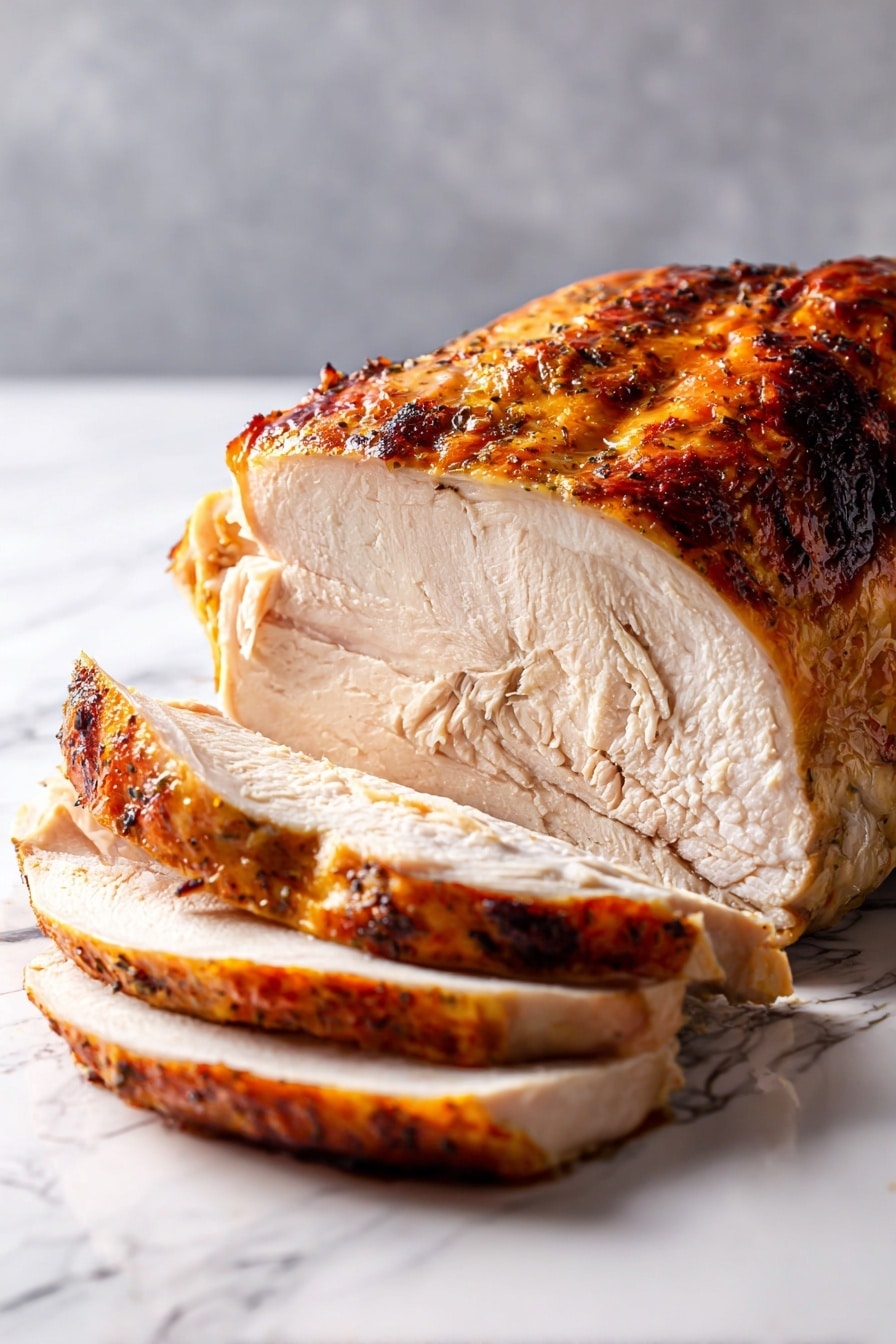 Applewood Smoked Turkey Breast with Cider Bourbon Gravy Recipe - Serving