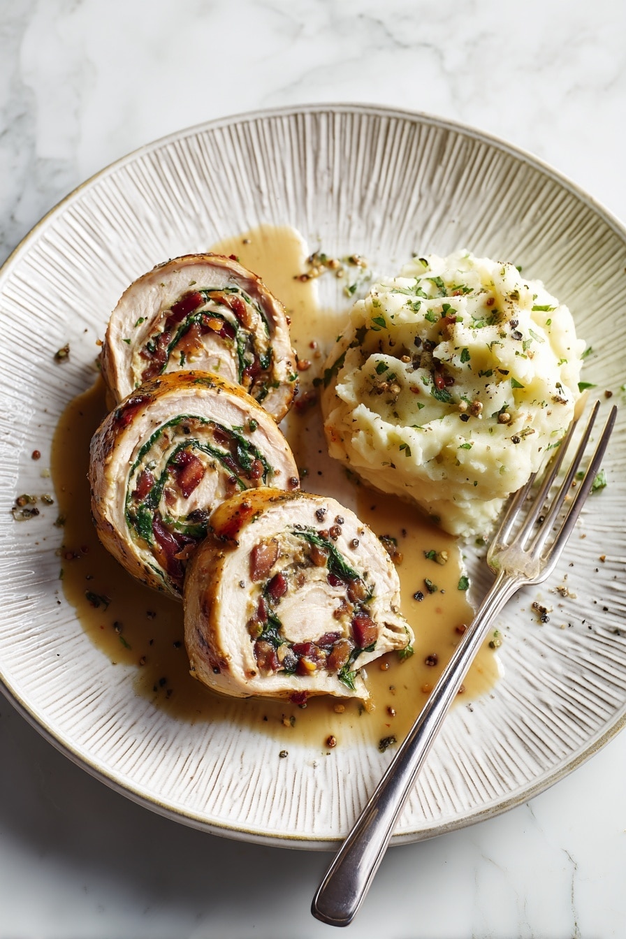 Prosciutto Wrapped Stuffed Turkey Breast Recipe - Serving