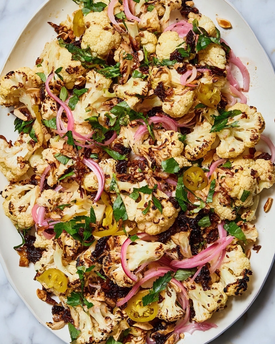 Roasted Cauliflower Salad with Lemon, Dried Cherries, and Spiced Almonds Recipe - Recipe Image