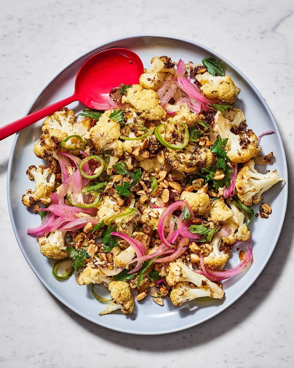 Roasted Cauliflower Salad with Lemon, Dried Cherries, and Spiced Almonds Recipe - Recipe Image