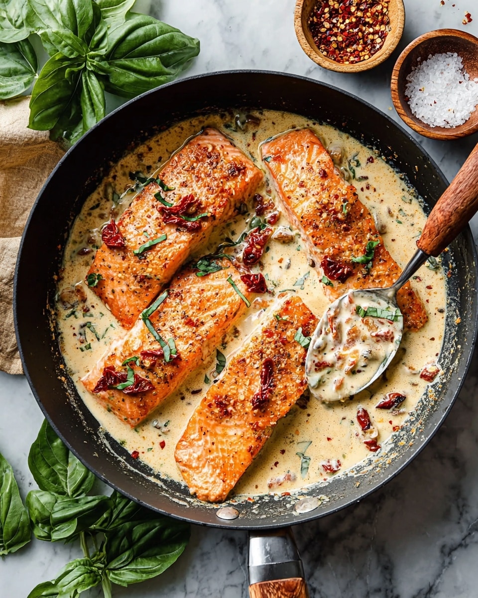 Marry Me Salmon with Creamy Sun-Dried Tomato Sauce Recipe - Recipe Image