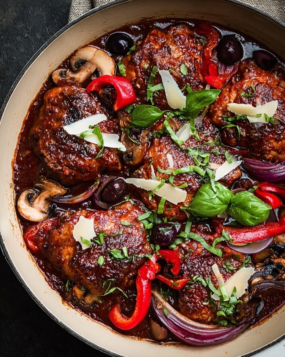 Classic Chicken Cacciatore with Red Wine, Mushrooms, and Vegetables Recipe - Recipe Image