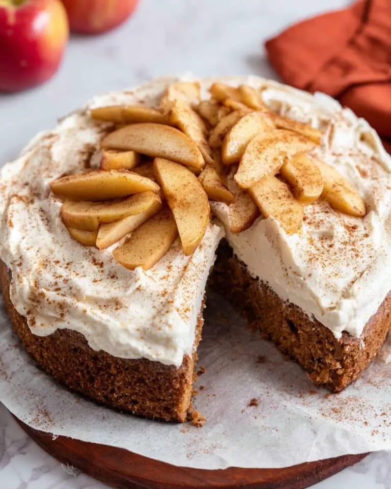 Apple Spice Cake with Caramelized Apples and Whipped Cream Recipe