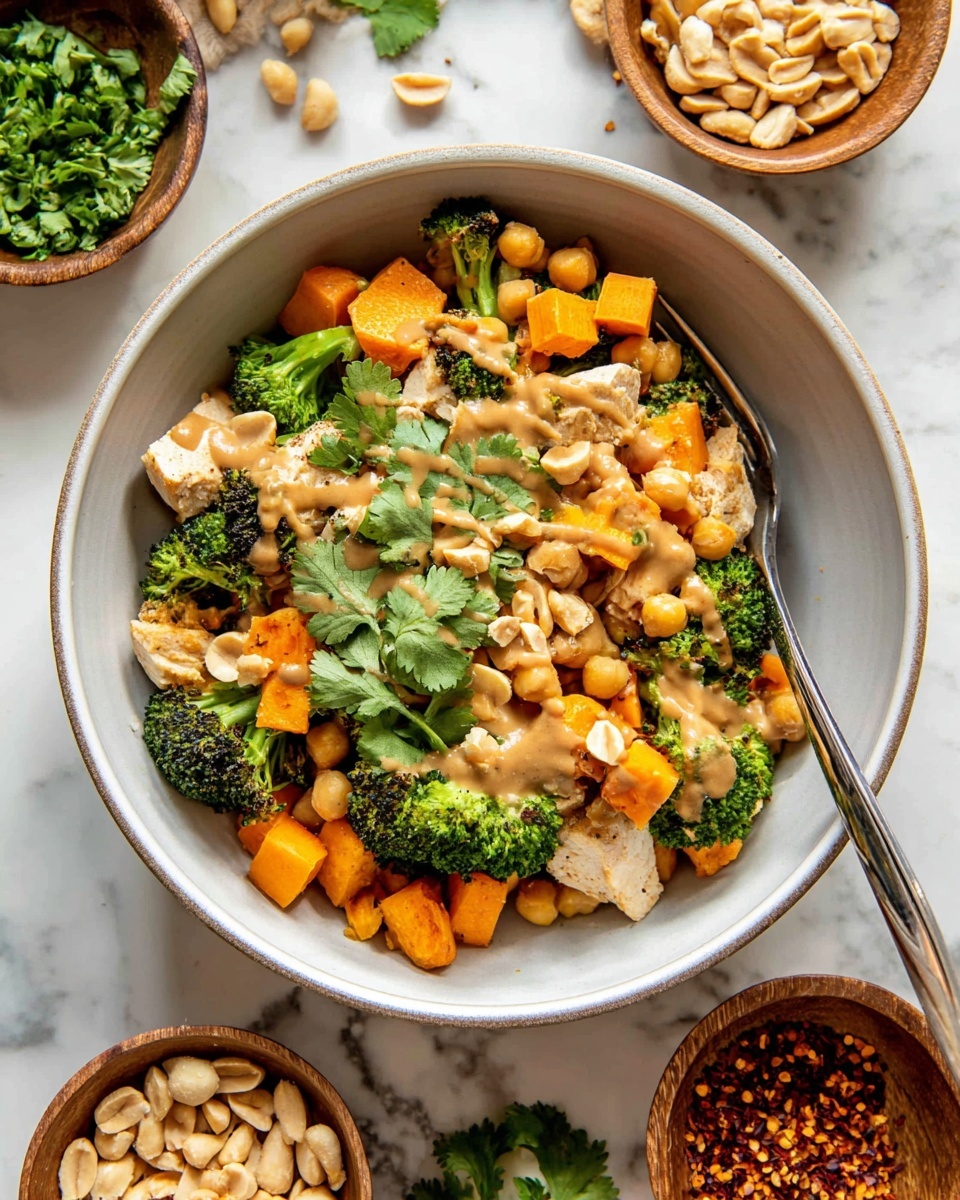 Thai-Inspired Chicken Sweet Potato Peanut Bowl Recipe - Recipe Image