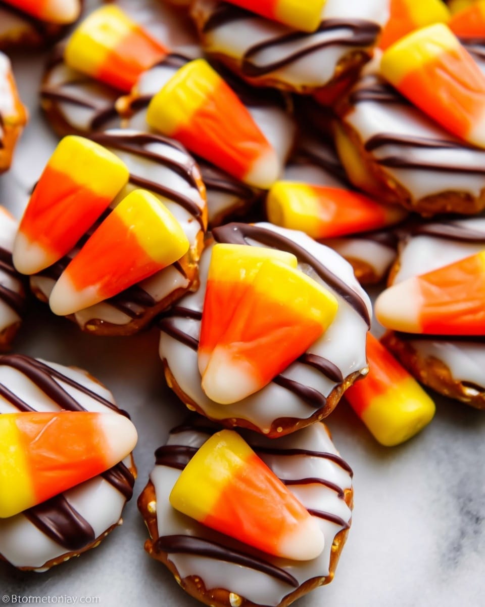 Candy Corn Pretzel Hugs Recipe - Recipe Image