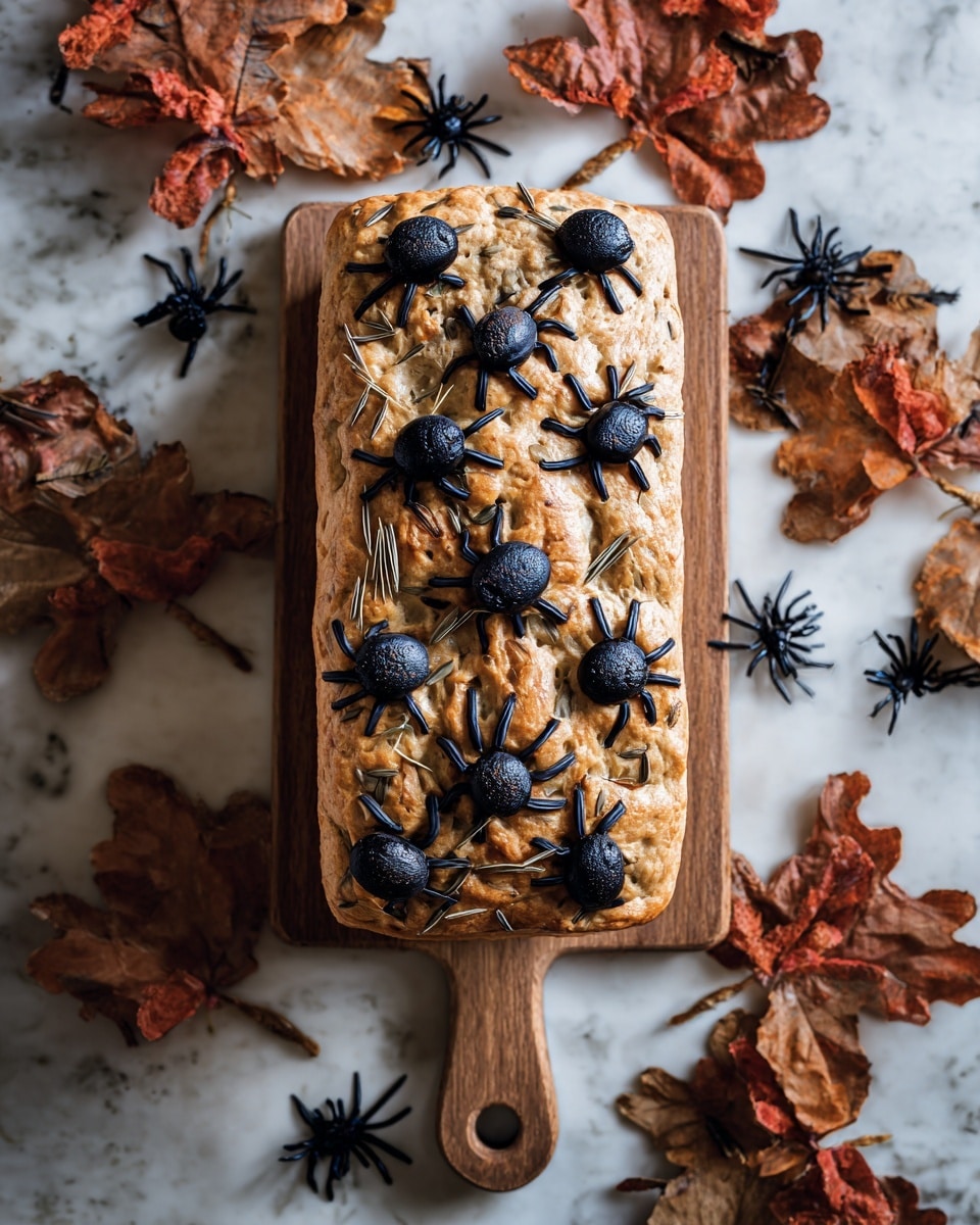 Black Olive Spider Focaccia Recipe - Recipe Image