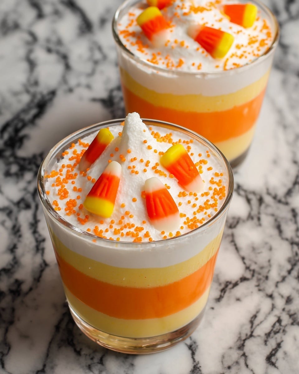 Candy Corn Layered Pudding Dessert Cups Recipe - Recipe Image
