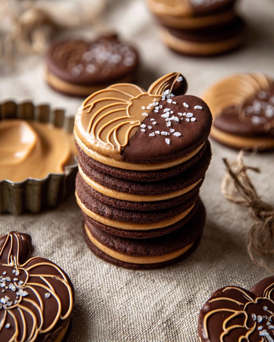 Peanut Butter Stuffed Chocolate Jack-O’-Lantern Cookies Recipe - Recipe Image