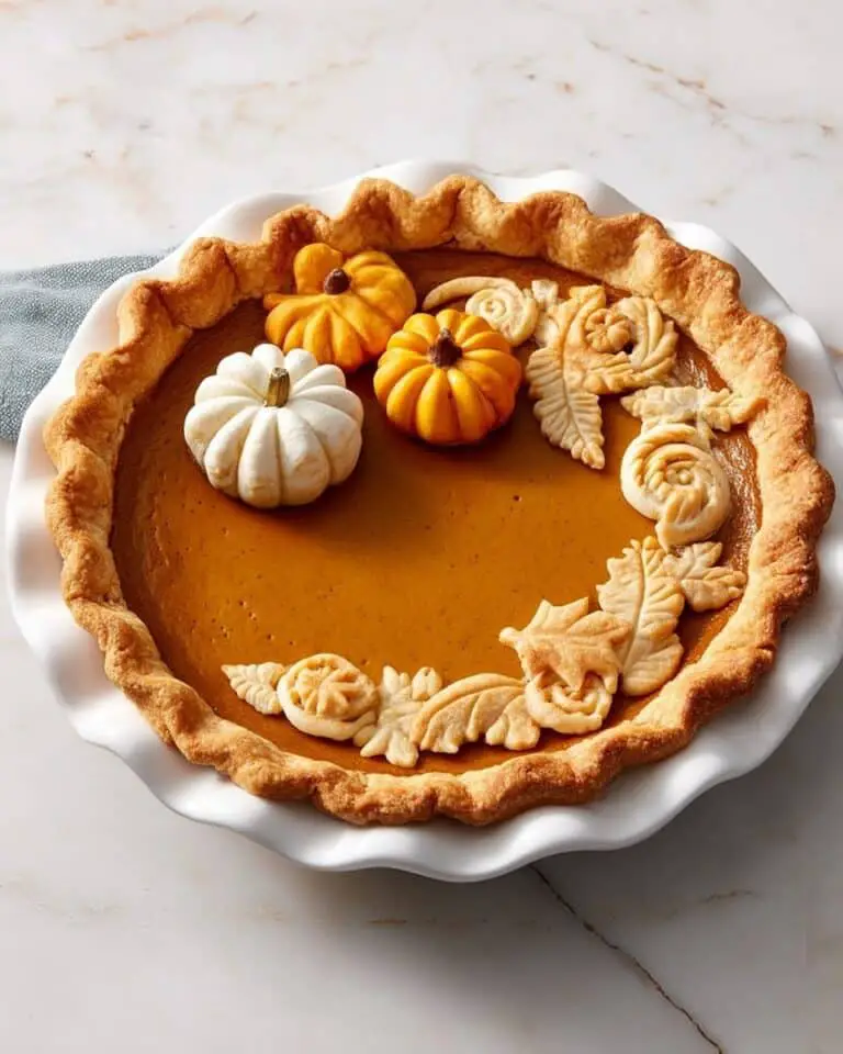 Creamy Pumpkin Pie with Homemade Spiced Crust and Decorative Edible Accents Recipe