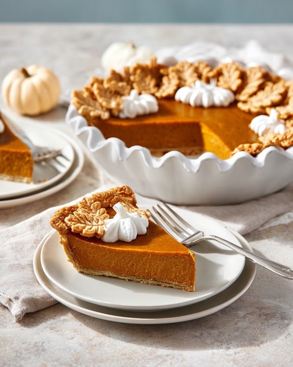 Creamy Pumpkin Pie with Homemade Spiced Crust and Decorative Edible Accents Recipe - Recipe Image