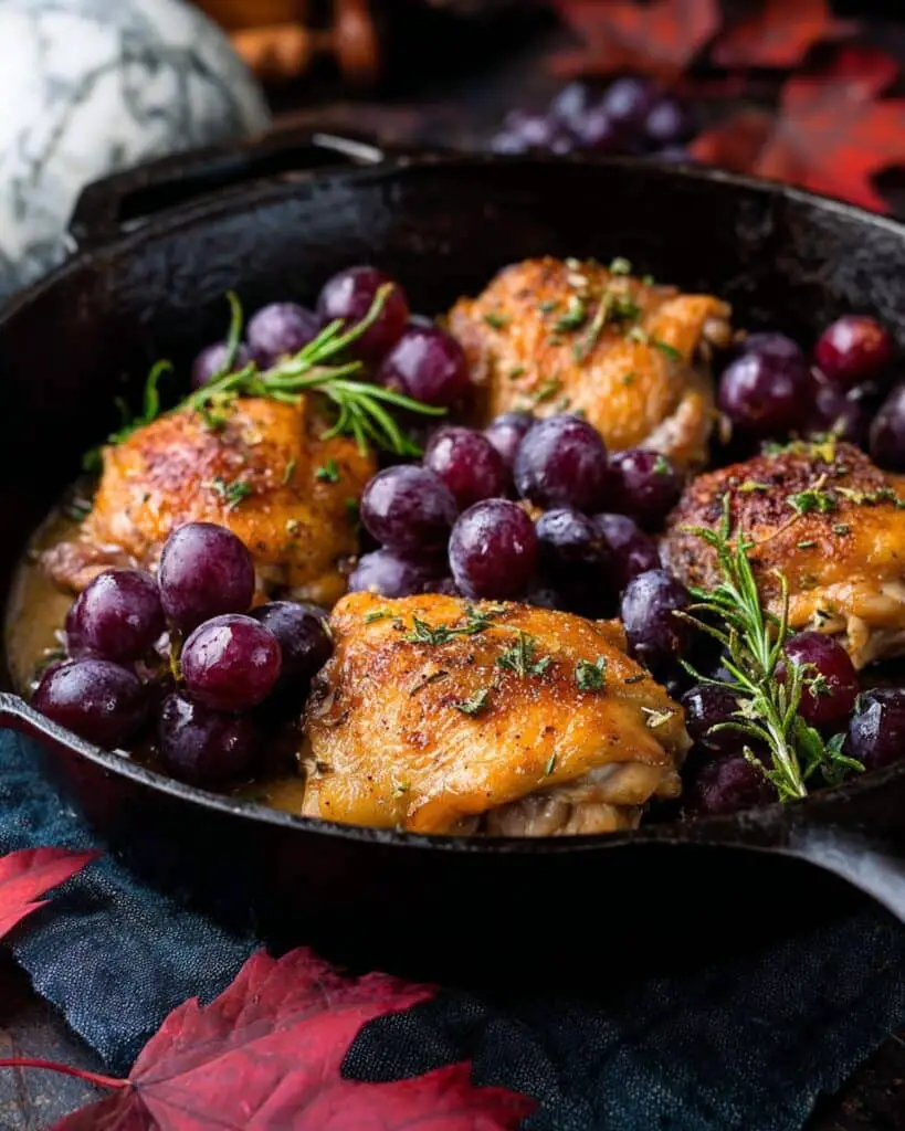 Pan-Roasted Chicken with Grapes and Rosemary Recipe