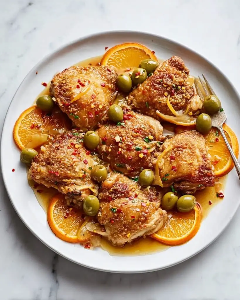 Vinegar Chicken with Oranges and Olives Recipe