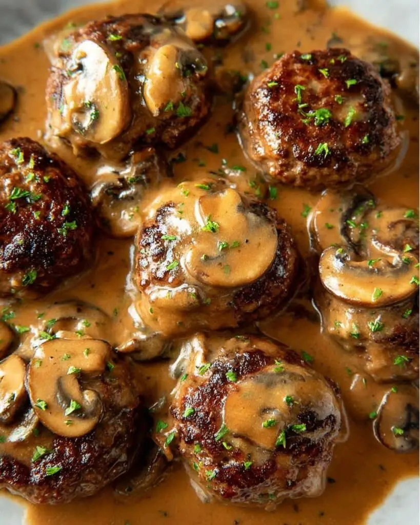 Smothered Rissoles with Mushroom Gravy Recipe