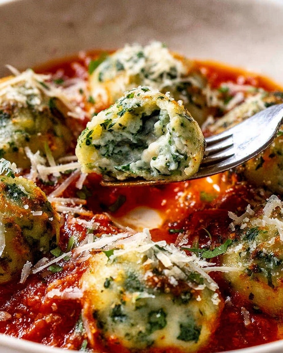 Italian Spinach Ricotta Dumplings with Napoli Sauce Recipe - Recipe Image