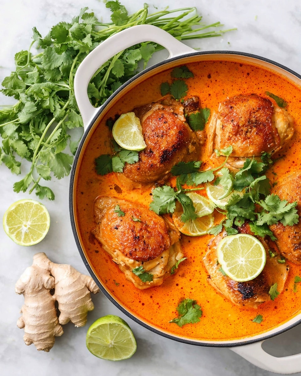 Coconut Milk-Braised Chicken with Harissa and Lime Recipe - Recipe Image