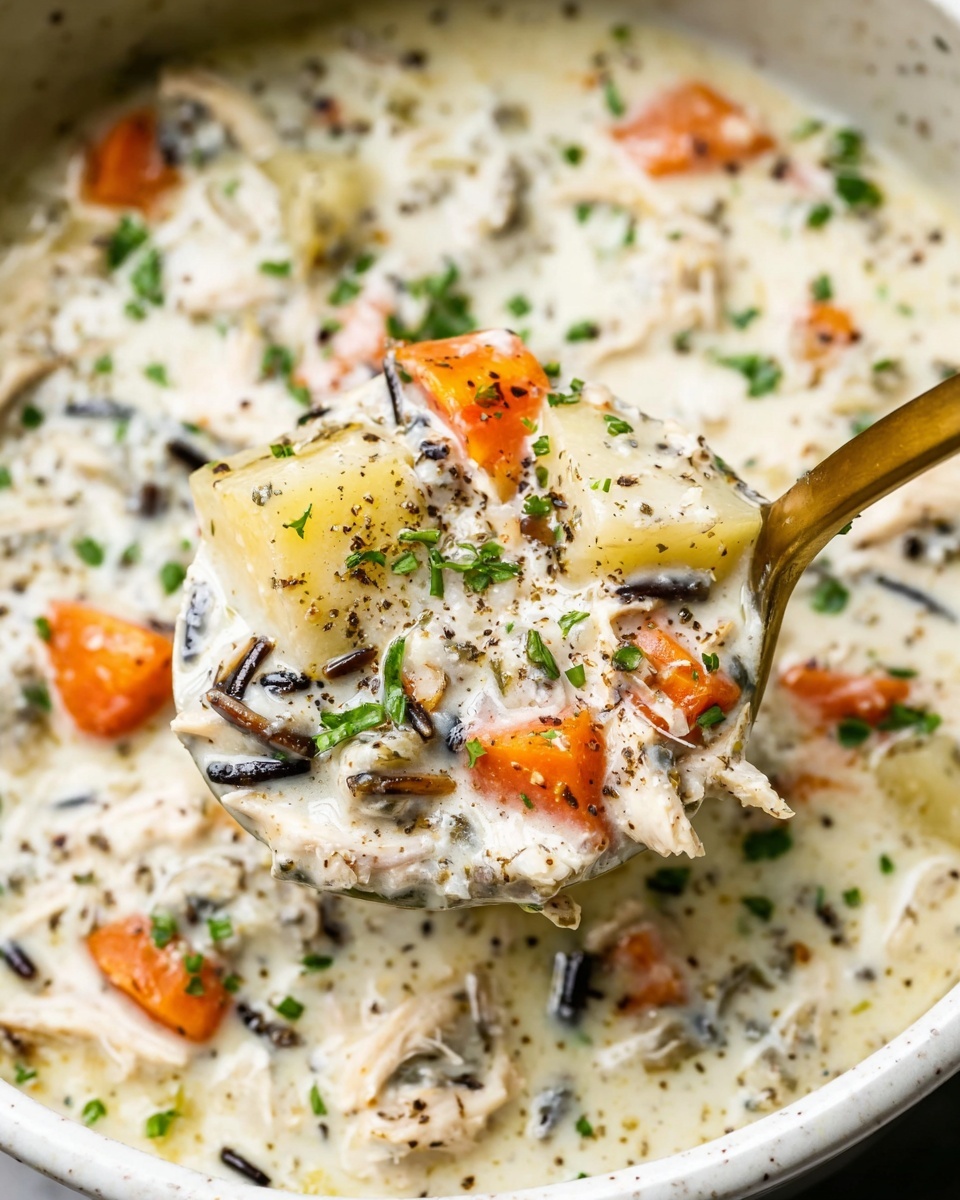 Slow Cooker Creamy Chicken and Wild Rice Soup Recipe - Recipe Image