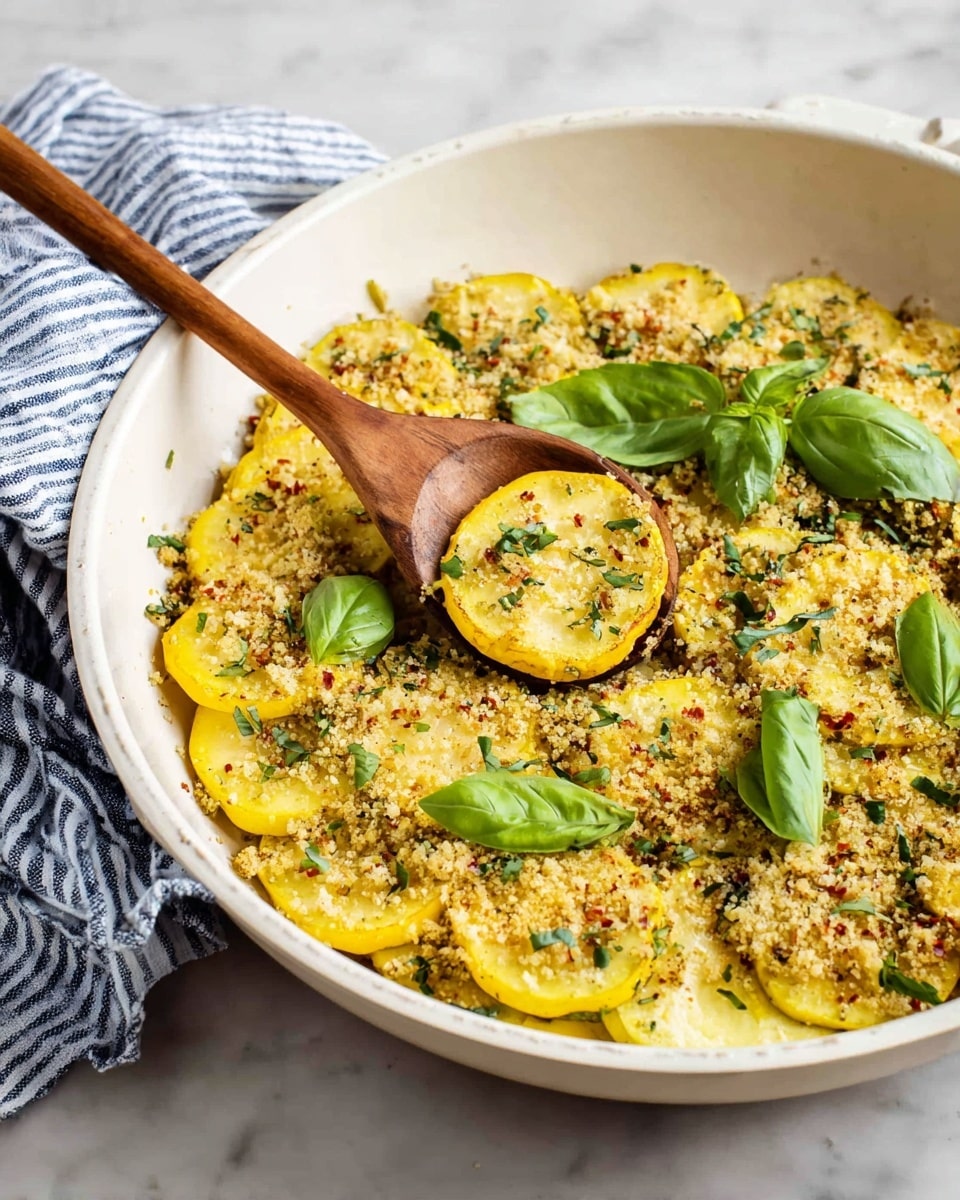 Sautéed Yellow Squash with Herb Oil and Panko Parmesan Topping Recipe - Recipe Image
