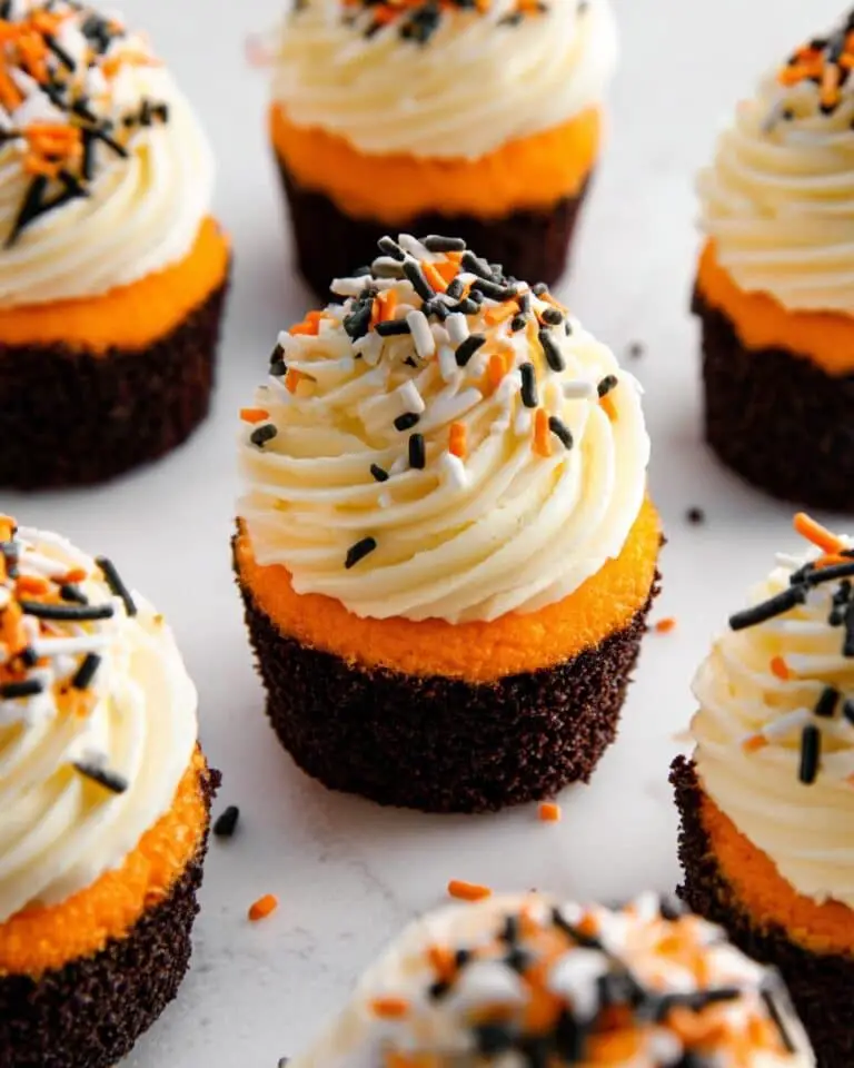 Brownie Cupcakes with Orange Cake Batter and Halloween Sprinkles Recipe
