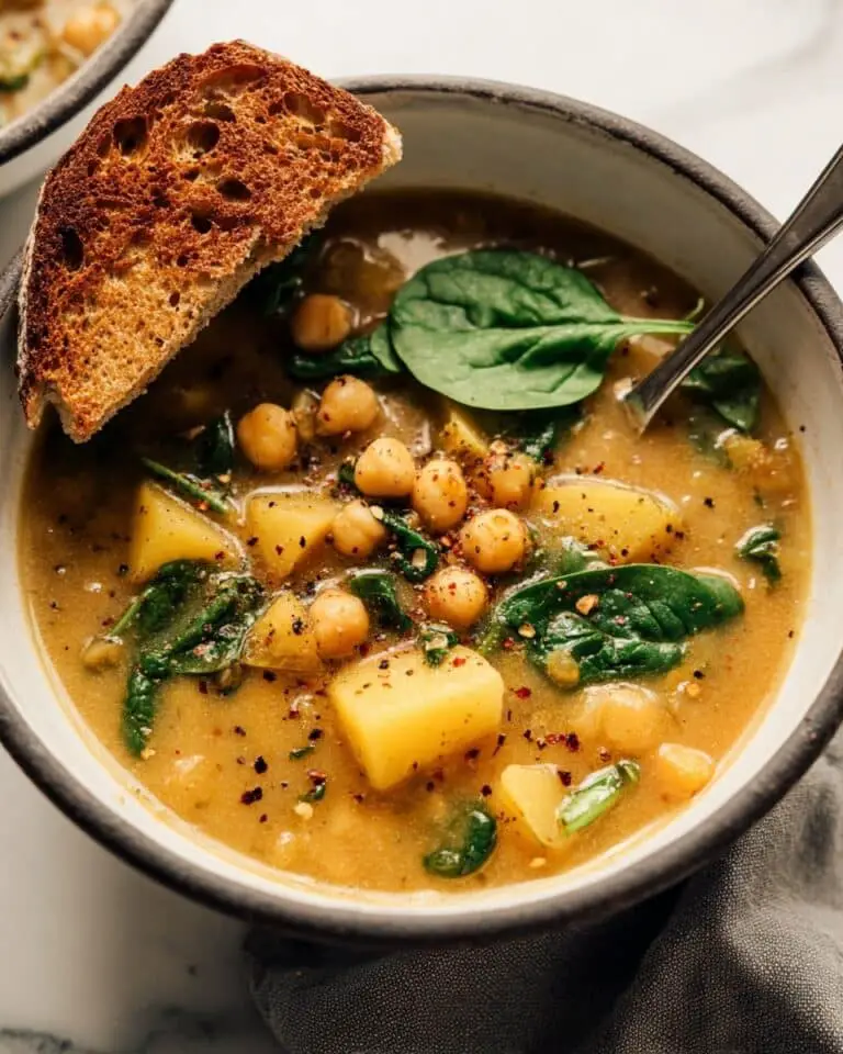 Lemony Chickpea Soup with Spinach & Potatoes Recipe