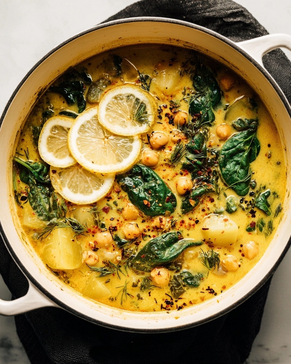 Lemony Chickpea Soup with Spinach & Potatoes Recipe - Recipe Image