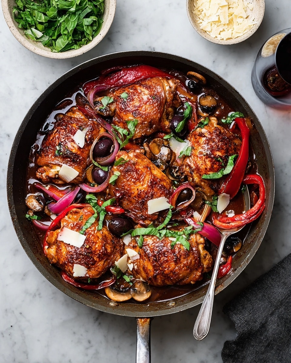 Classic Chicken Cacciatore with Red Wine, Mushrooms, and Vegetables Recipe - Recipe Image