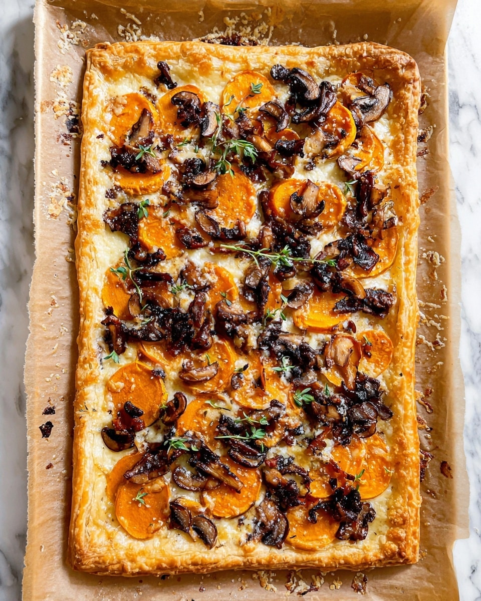 Butternut Squash & Mushroom Puff Pastry Tart Recipe - Recipe Image