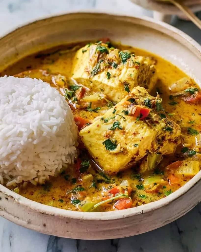 Moqueca: Coconut Milk Seafood Stew with Mahi Mahi and Shrimp over Jasmine Rice Recipe
