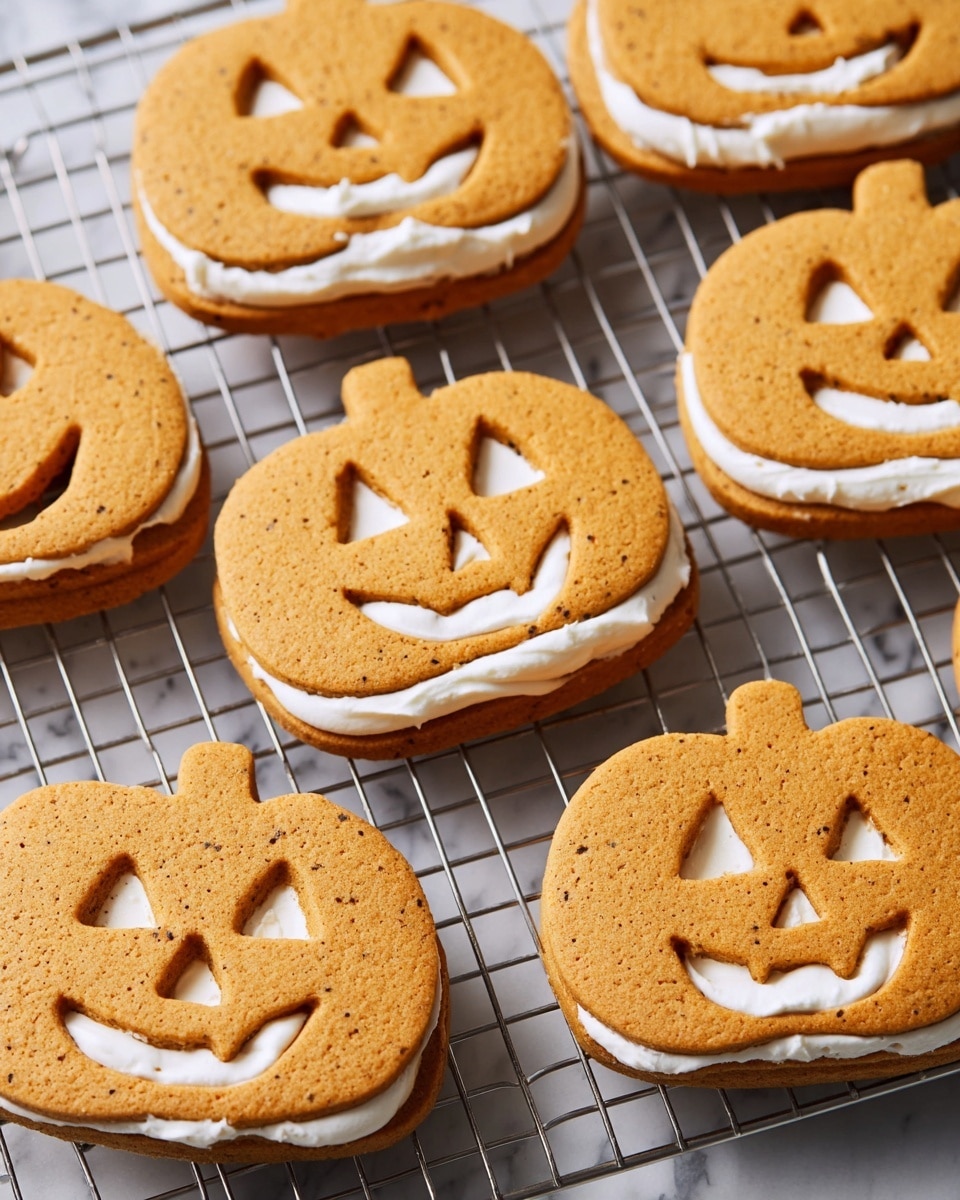 Jack-O'-Lantern Sandwich Cookies Recipe - Recipe Image