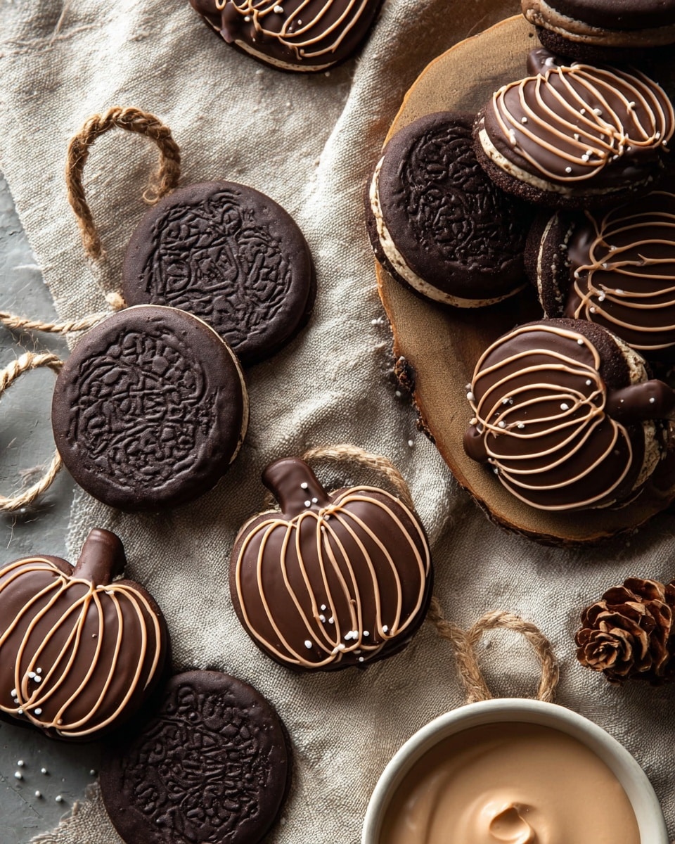 Peanut Butter Stuffed Chocolate Jack-O’-Lantern Cookies Recipe - Recipe Image